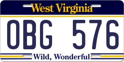 WV license plate OBG576