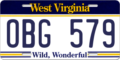 WV license plate OBG579