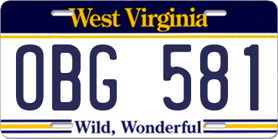 WV license plate OBG581