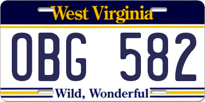 WV license plate OBG582