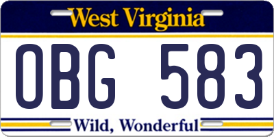 WV license plate OBG583