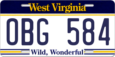 WV license plate OBG584