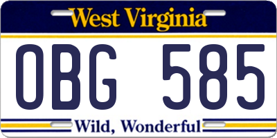 WV license plate OBG585