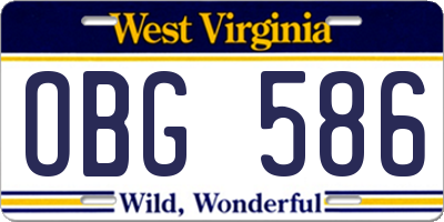 WV license plate OBG586