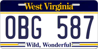 WV license plate OBG587