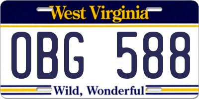 WV license plate OBG588