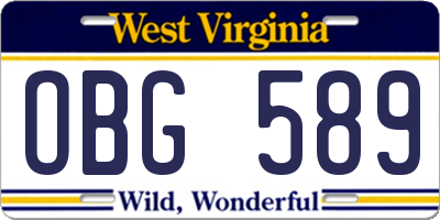 WV license plate OBG589