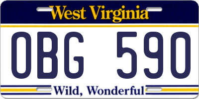 WV license plate OBG590