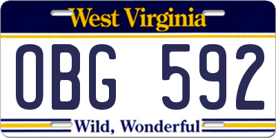 WV license plate OBG592