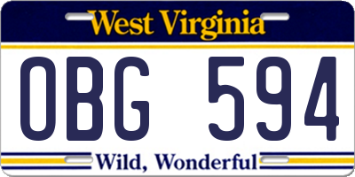 WV license plate OBG594