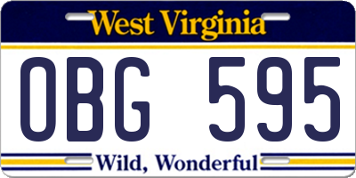 WV license plate OBG595