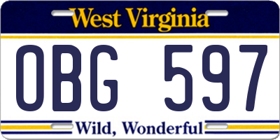 WV license plate OBG597