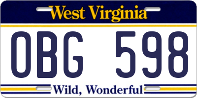 WV license plate OBG598