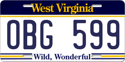 WV license plate OBG599