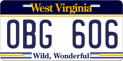 WV license plate OBG606