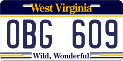 WV license plate OBG609