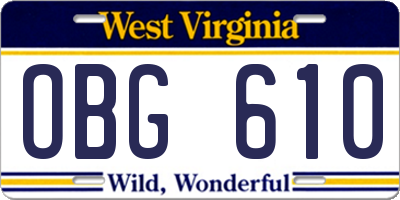 WV license plate OBG610