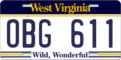 WV license plate OBG611