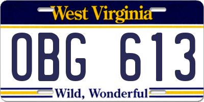 WV license plate OBG613