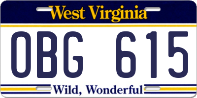 WV license plate OBG615