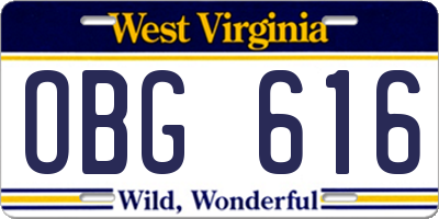 WV license plate OBG616