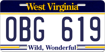 WV license plate OBG619