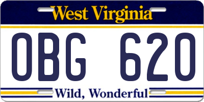 WV license plate OBG620