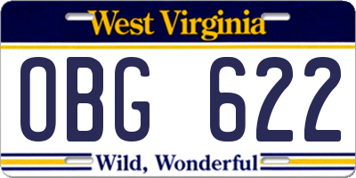 WV license plate OBG622