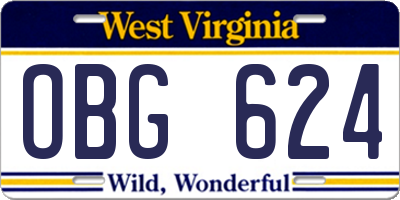 WV license plate OBG624