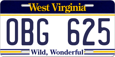 WV license plate OBG625