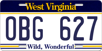 WV license plate OBG627