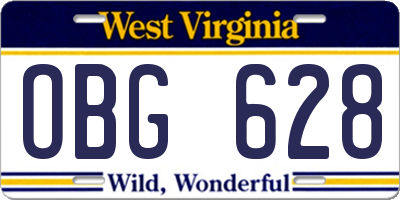 WV license plate OBG628