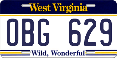 WV license plate OBG629
