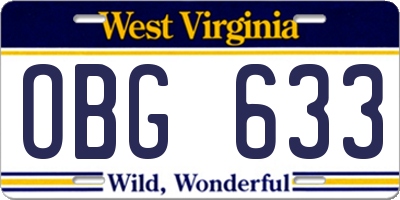 WV license plate OBG633