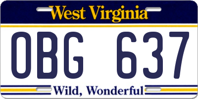 WV license plate OBG637