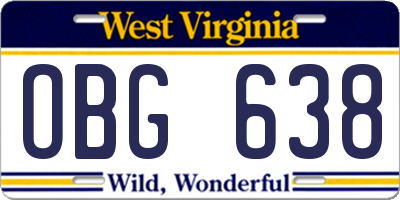 WV license plate OBG638
