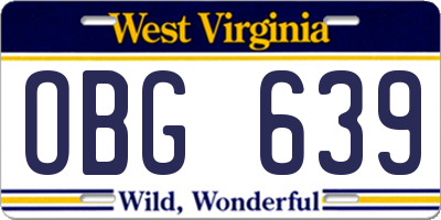 WV license plate OBG639