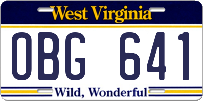 WV license plate OBG641