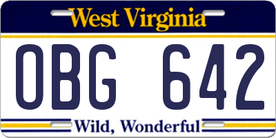 WV license plate OBG642