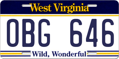 WV license plate OBG646