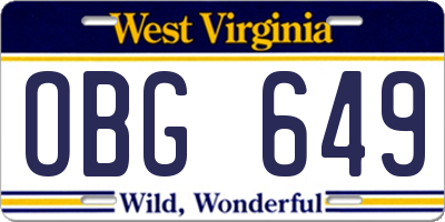 WV license plate OBG649