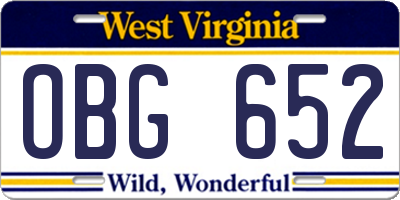 WV license plate OBG652