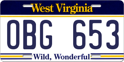 WV license plate OBG653