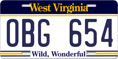 WV license plate OBG654