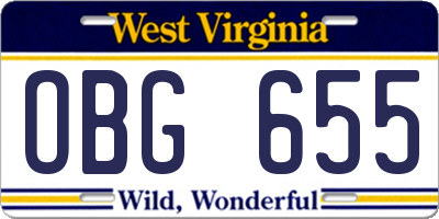WV license plate OBG655