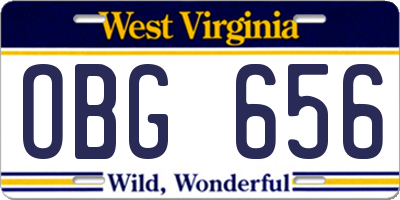 WV license plate OBG656