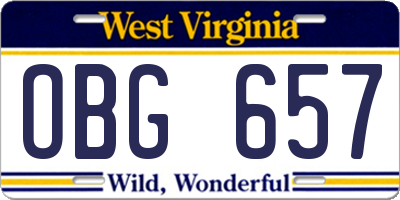 WV license plate OBG657