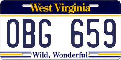 WV license plate OBG659