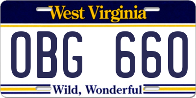 WV license plate OBG660