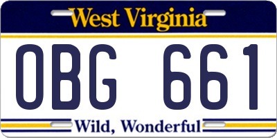 WV license plate OBG661